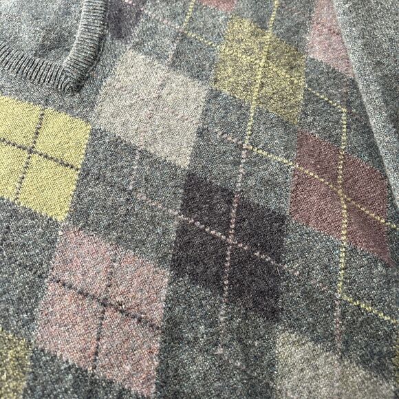Blarney Woollen Mills Wool Argyle Diamond V-neck Pullover Sweater Size Large - Picture 2 of 6